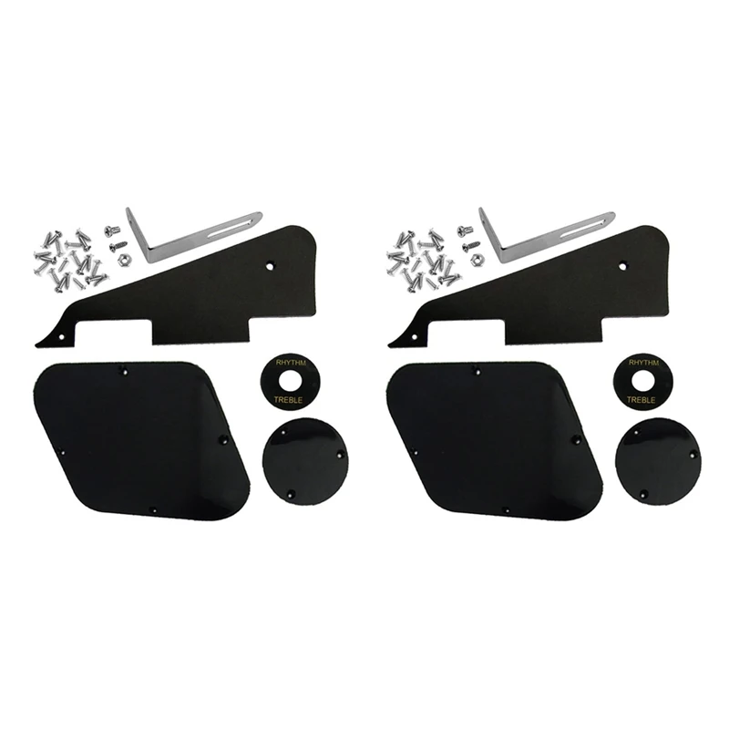 2Set Black Pickguard Cavity Switch Covers Pickup Selector Plate Staffa Viti Fit Les Paul Guitar Style Kit