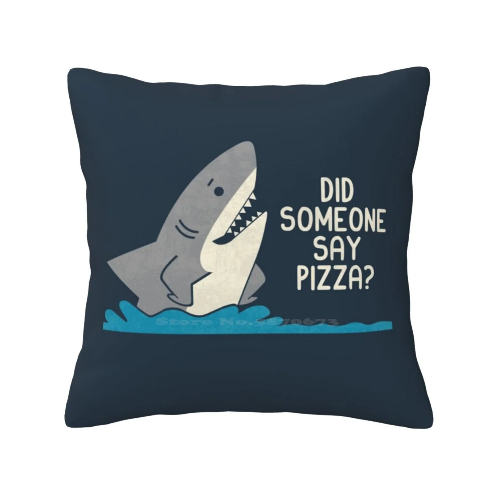 Hungry Shark Fashion Sofa Throw Pillow Cover Federa Pizza Shark Kids Ocean Food Sea Cute Silly Comics Great White Teo