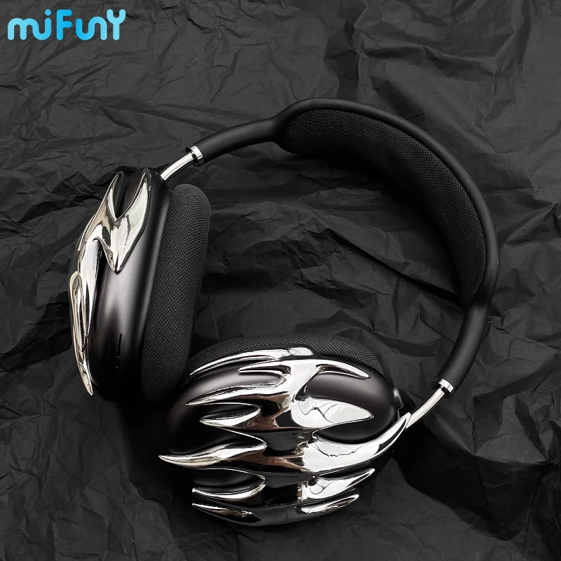 Mifuny Airpods Max Custodia Cover Silver Flame 3D Resin Design Decorazione Per Auricolari Adatta Per Airpods Max Accessori Per Auricolari