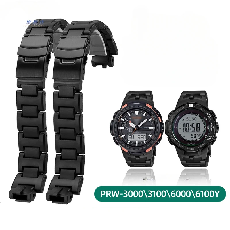 Per Casio Protrek Sports Fold Buckle Waterproof Adventure Prw3000/3100Yt/6000/610Y Cinturini In Acciaio Composito Di Plastica Serie