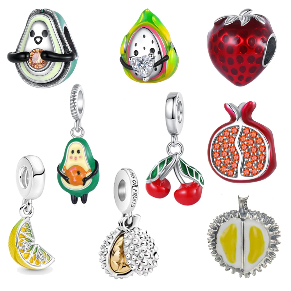 925 Sterling Silver Pendant Fruit Series Suitable For Original Pandora Bracelets, Used For Pendant Necklace Making