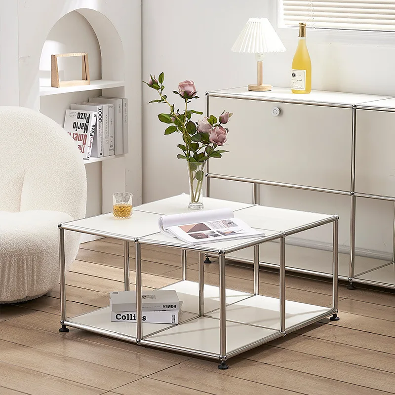 Tavolino Da Caffè, Soggiorno, Lusso Per La Casa, Semplice, Moderno, In Acciaio Inossidabile, Ferro Battuto Multifunzionale, Nuovo Tavolo Da Tè Quadrat