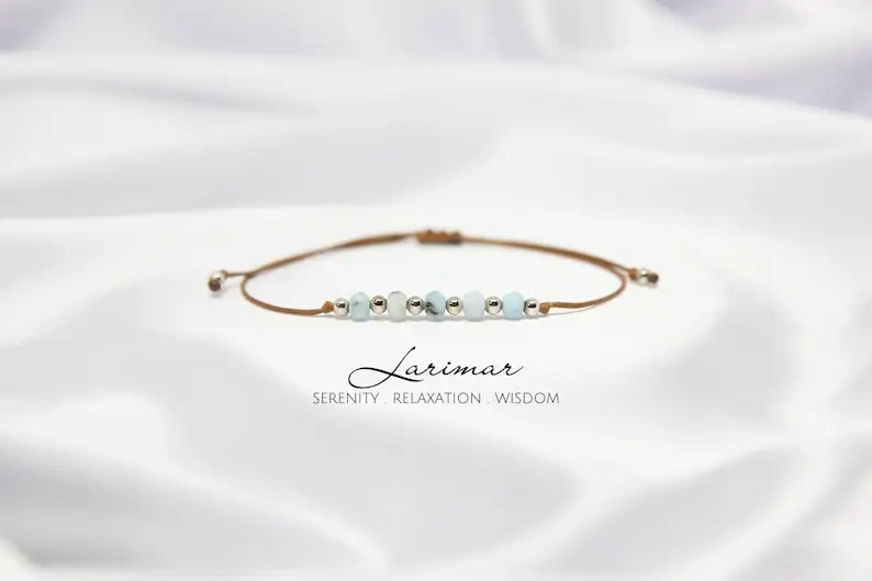 Larimar Crystal Jewelry For Women 21St Birthday Gifts Bracciali Con Perline Per Uomo Leo Zodiac Stones