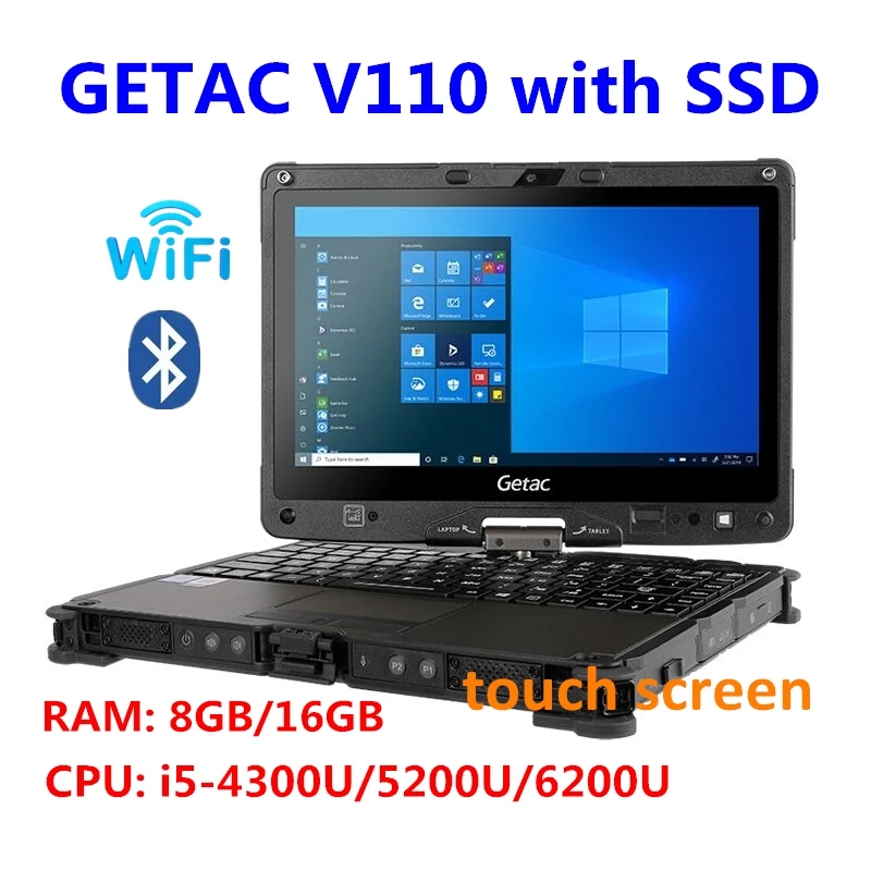 Computer Portatile Usato Getac V110 I5 4300U/5200U/6200U 8G Ram 16G Ram Schermo Resistente Tablet Pc Caricabatteria Per Strumento Diagnostico