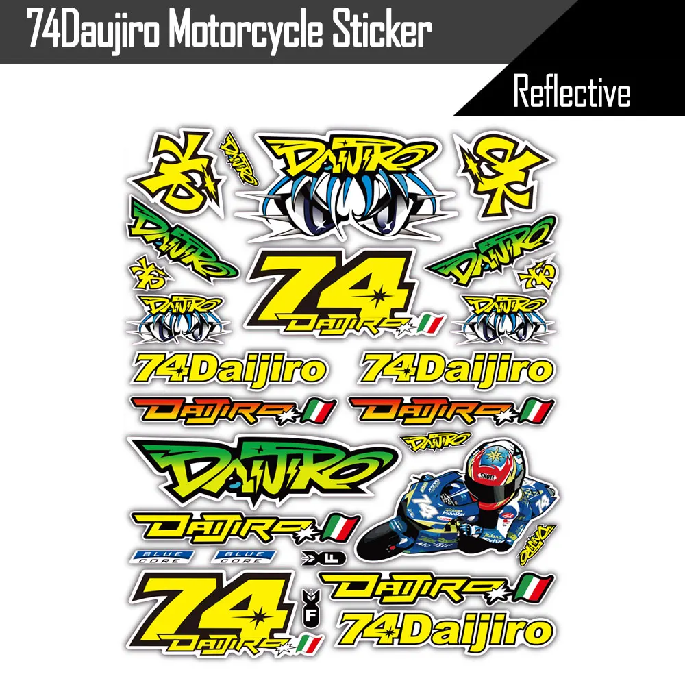 Accessori Moto Riflettenti Racing Sticker Casco Decalcomania Decorazione Per 74 Daijiro Honda Yamaha Suzuki Bridgestone Shoei