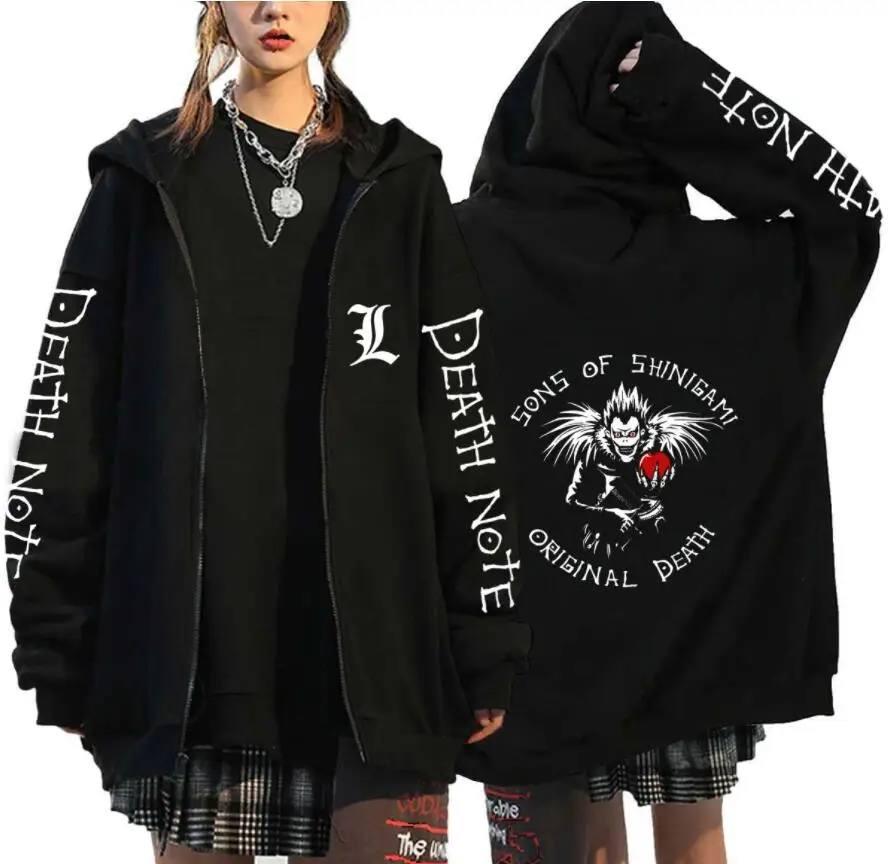 Felpa Con Cappuccio Oversize Death Note Felpa Con Cappuccio Zip Moletom Feminino Felpe Casual Streetwear Vetement Homme Anime Top Giacche