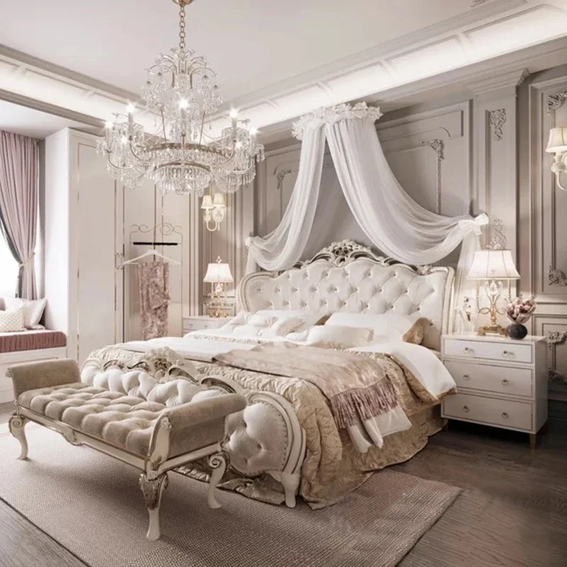 High End Shees Royal Frames European Full Size Modern Bed Frame Wood Safe Sleeping Letto Matrimoniale Furniture