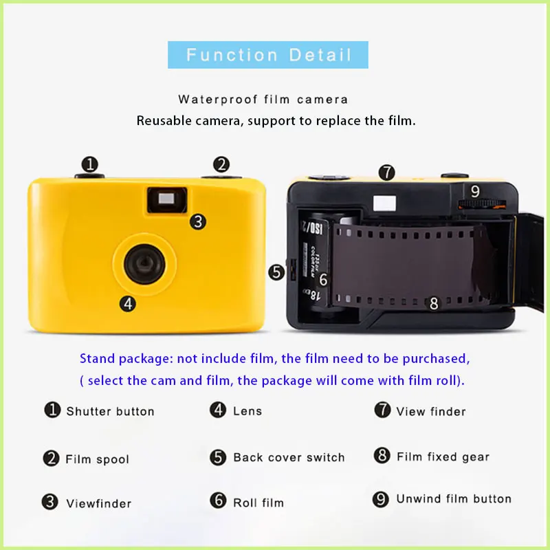 Retro 135 Film Camera Point And Shoot Camera Mini Film Fotocamera Impermeabile Non Usa E Getta Creative Ins Gift Per Fuji 35Mm Film