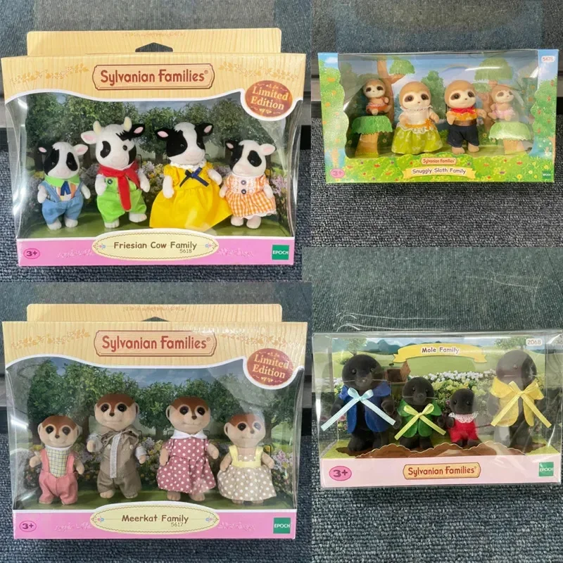 Hot Sylvanian Family Anime Girl Figures Cute Plushies Furniture Set Chocolate Rabbit Twins Pvc Room Decoration Gift Toys