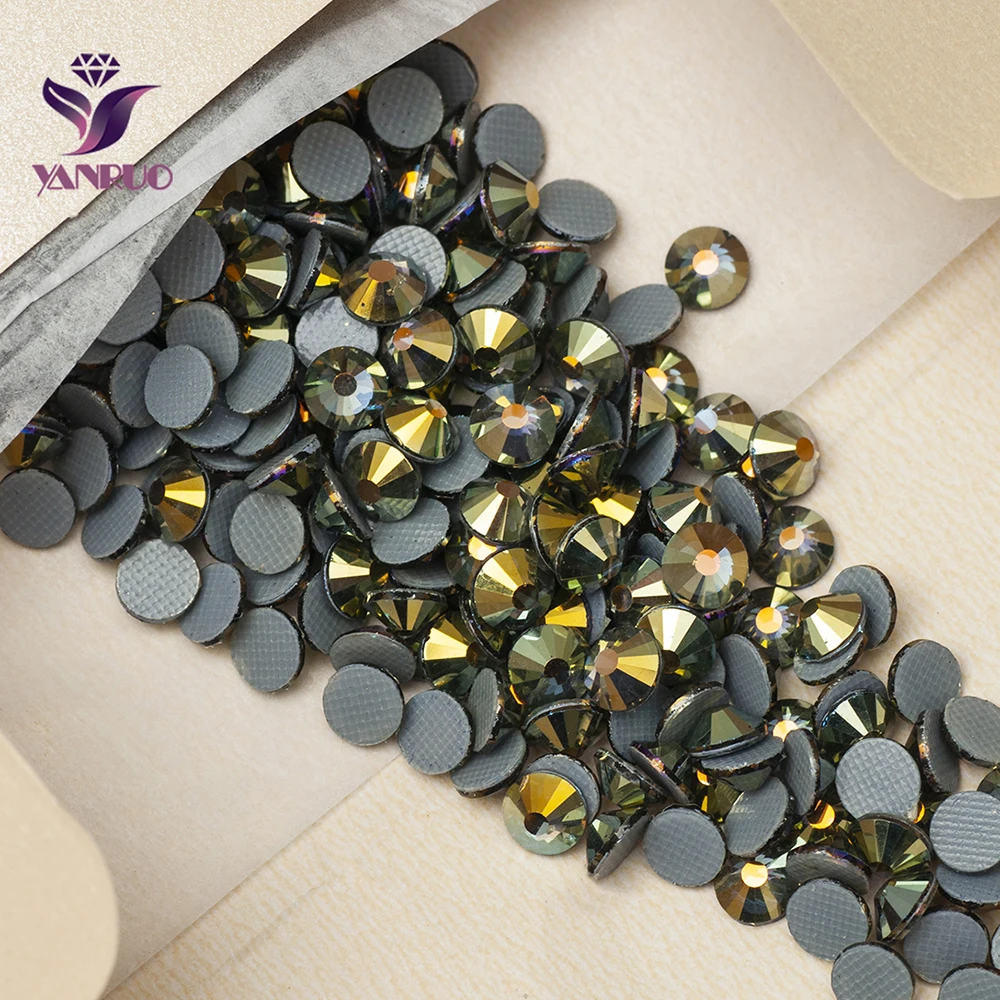 Yanruo 2058Hf Black Diamond Ab Flat Back Strass Hotfix Strass Crystal Heat Iron Crystal Stones