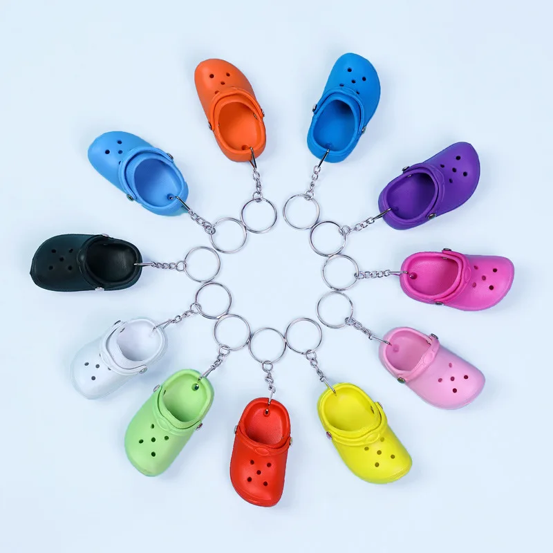 Cute 3D Mini Eva Beach Hole Little Croc Shoe Keychain Girl Gift Bag Accessories Decoration Keyring Floating Key Chain Charm