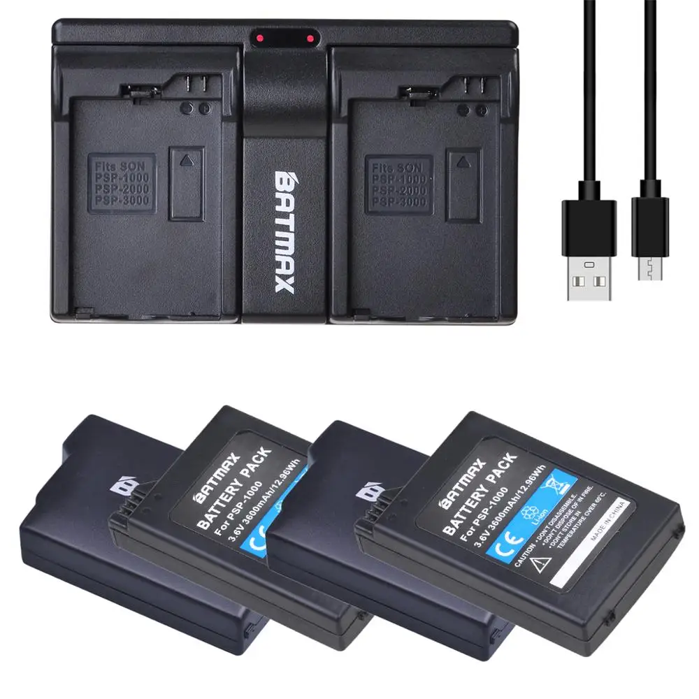4X3.6V 3600Mah Battery + Usb Caricatore Doppio Per Sony Psp 1000 Console Di Psp-110