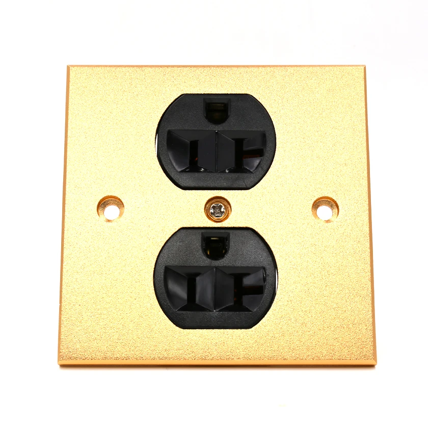 One Piece Pure Alloy Wall Power Audio Presa Di Corrente A Parete Di Grado Av 2 Porte Black 86 Mmx86Mm Calzino Da Parete Con Oro