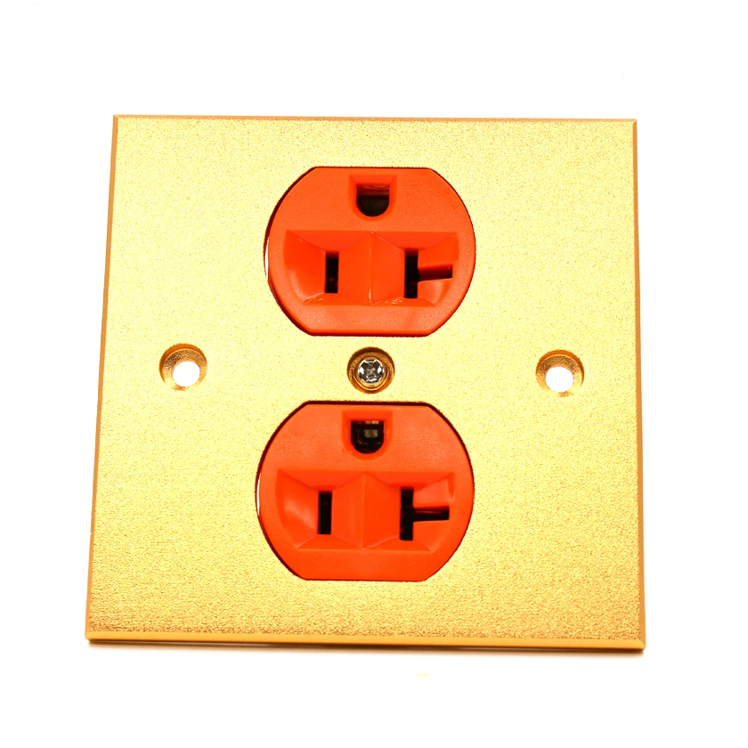 One Piece Pure Alloy Wall Power Audio Presa Di Corrente A Parete Di Grado Av 2 Porte Orange 86 Mmx86Mm Calzino Da Parete Con Oro