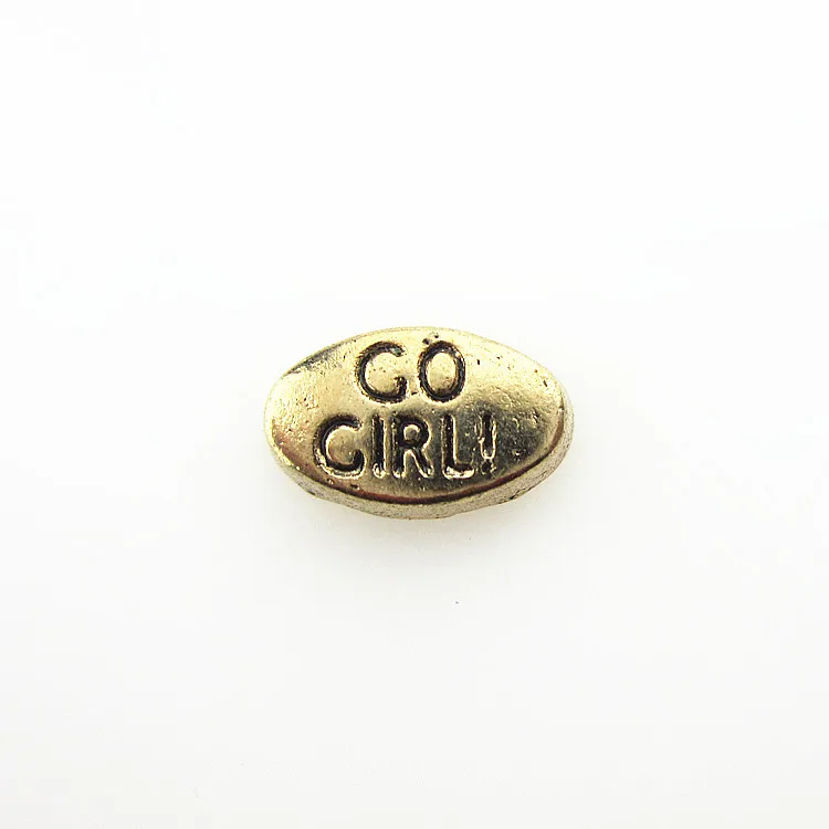 50 Pz/Lotto Gold Go Girl Floating Charms Living Glass Memory Lockets Floating Charm Gioielli Fai Da Te