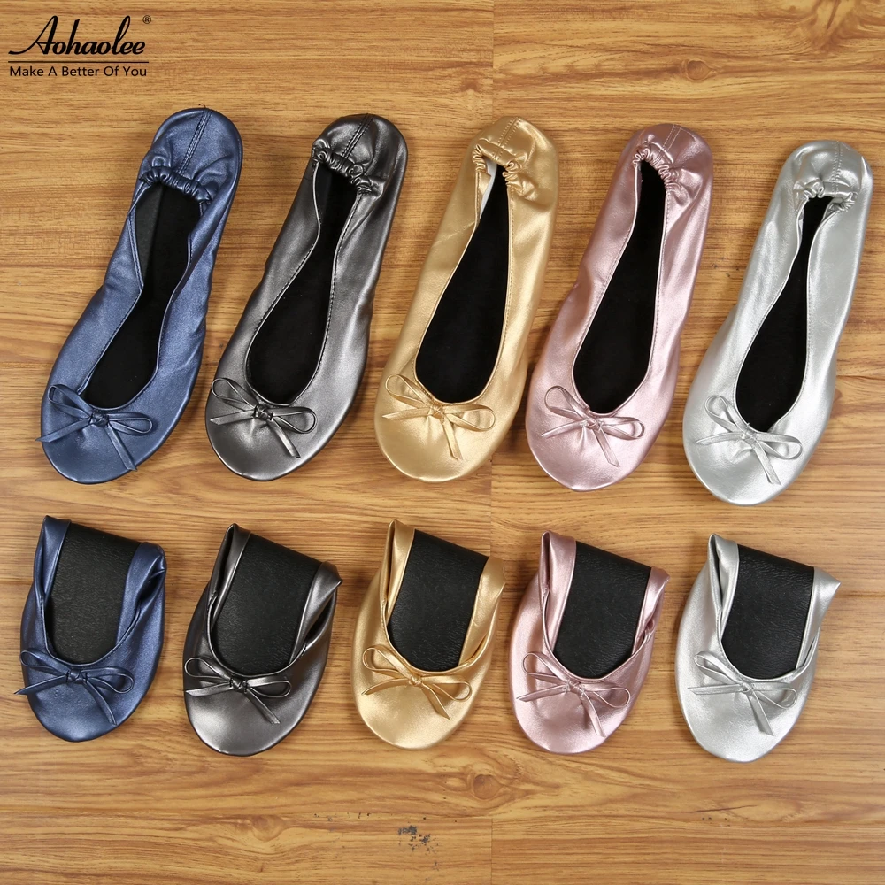 Aohaolee Dopo Le Scarpe Partito Moda Donna Scarpe Appartamenti Portable Fold Up Prom Nuziale Ballerine Scarpe Basse Roll Up Pieghevole Balletti