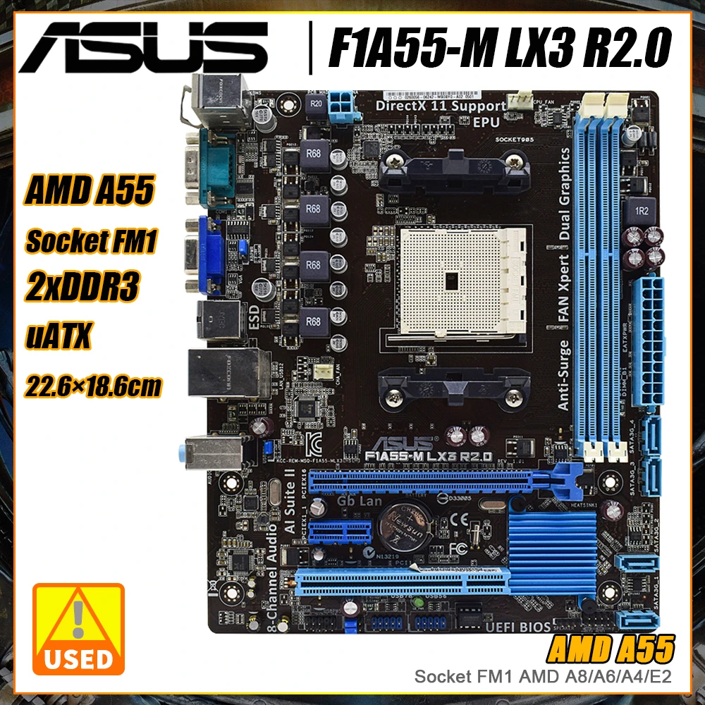 Scheda Madre Asus F1A55-M Lx3 R2.0 Con Chipset Amd A55 Fch (Hudson D2) Presa Fm1 Amd A8/A6/A4/E2 Ddr3 32Gb Pci-E 2.0 Usb2.0