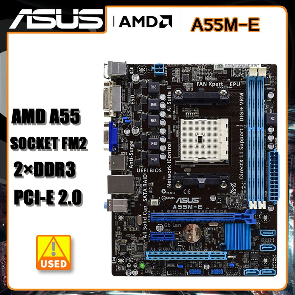 La Scheda Madre Asus A55M-E Adotta La Presa Chipset Amd A55 Fch Fm2 Supporta Il Processore Amd 100W Amd A10/A8/A6/A4/Athlon Ddr3 32Gb