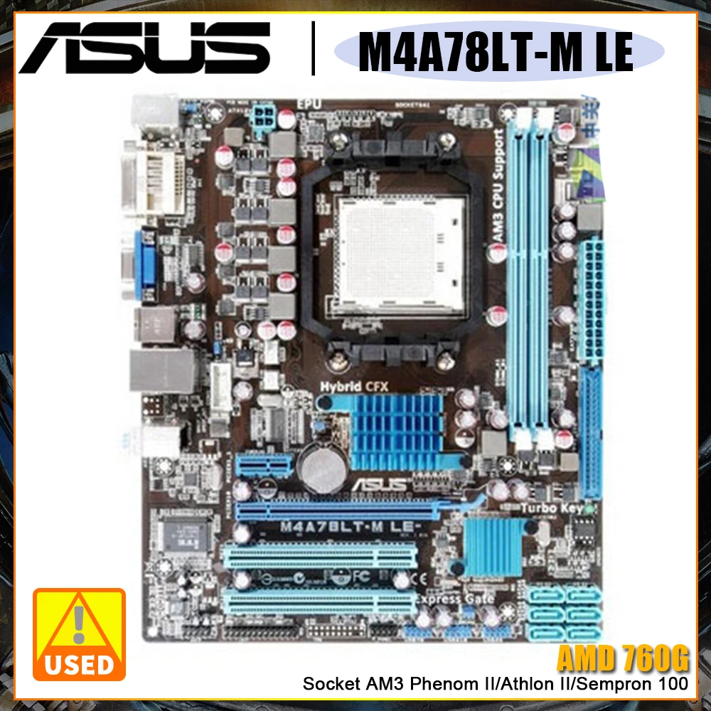 Presa Am3 Scheda Madre Asus M4A78Tlt-M Le Phenom Ii/Athlon Ii/Semron 100 Supporta Dual Channel Ddr3 2000 (Oc)/1333/1066Mhz