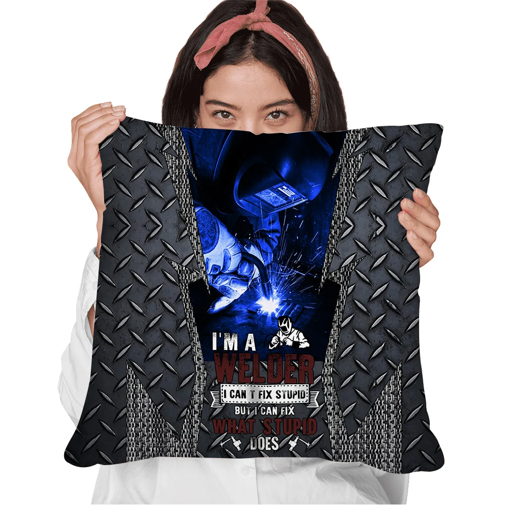Hx Welder Pillow Case 3D Graphic I Am A Welder Fashion Splicing Fodera Con Cerniera In Poliestere Federe Per Cuscino