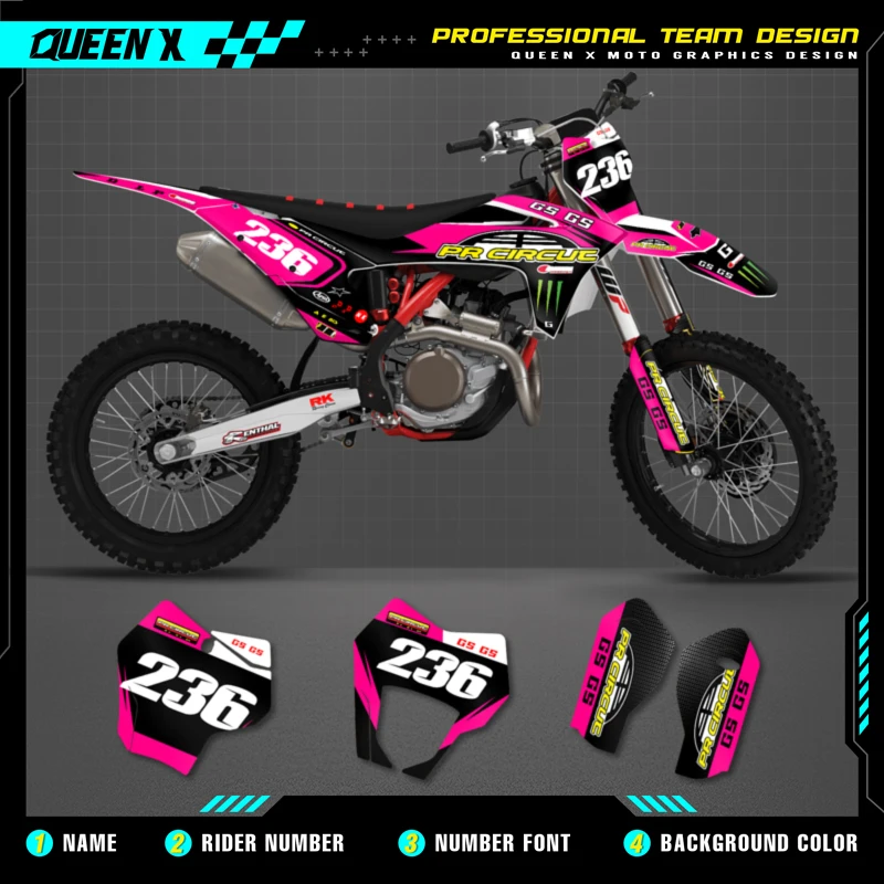 Queen X Motor Custom Team Graphics Sfondi Decalcomanie Per Kit Adesivi 3M Per Gasgas 2021 2022 2023 Ec Mc 5