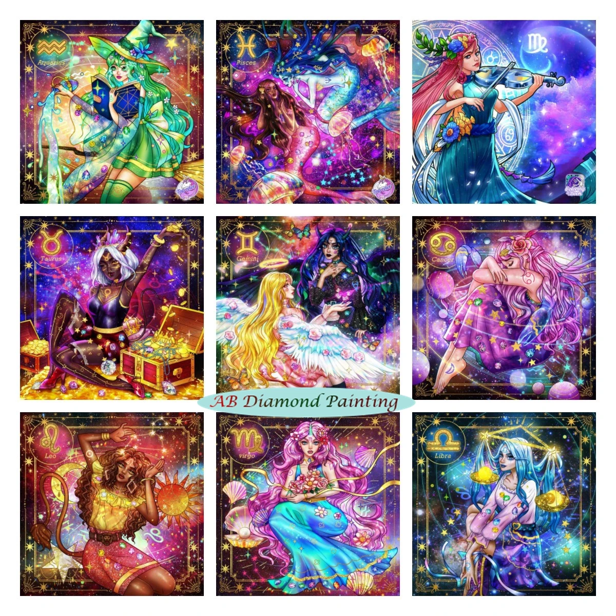 12 Costellazione 5D Ab Diamond Art Painting Segno Zodiacale Ricamo Strass Cancro Ariete Leo Kit Punto Croce Decorazioni Per La Casa