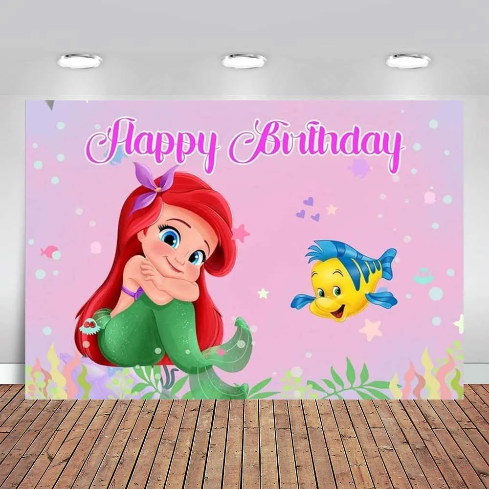Principessa Ariel Sfondo Per Ragazze Compleanno Ariel Buon Compleanno Banner 1 ° Compleanno Ariel Sirenetta Sfondo Baby Shower