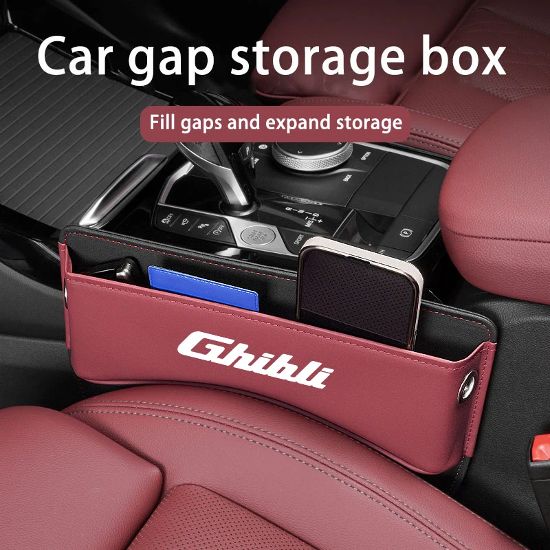 Per Maserati Ghibli Car Seat Gap Organizer Leather Auto Console Side Crevice Storage Box Accessori Interni