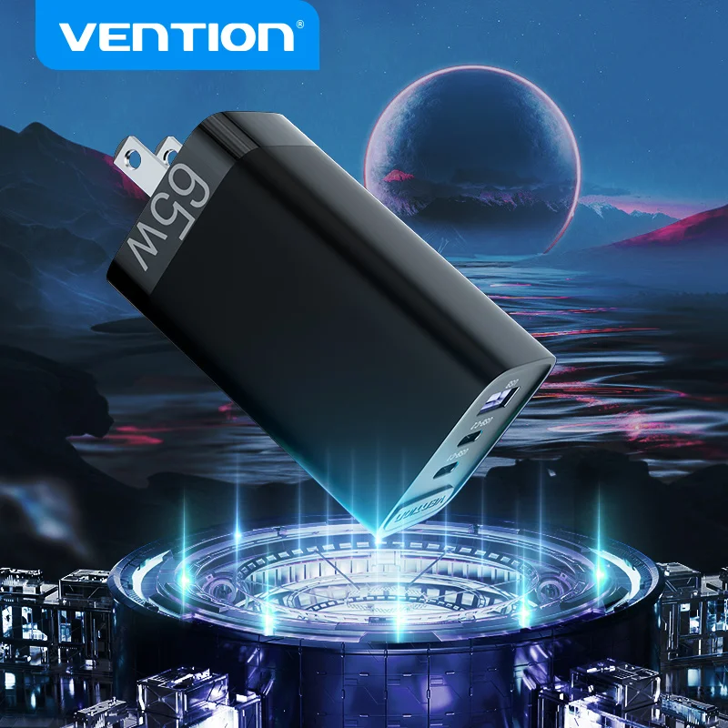 Vention 65W Gan Charger Fast Charge Type C Pd Usb Quick Charger Con Qc 4.0 3.0 Per Huawei Xiaomi Samsung Laptop Iphone Macbook