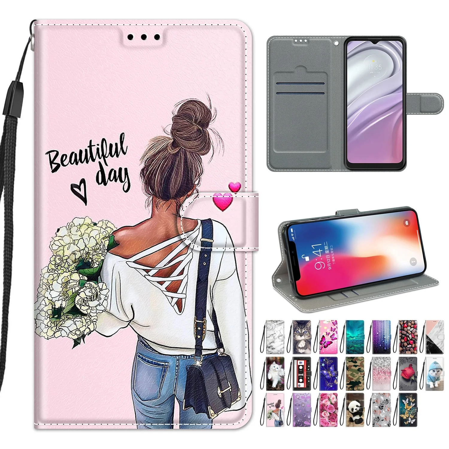 Sunjolly Phone Case For Oppo A36 4G,A76 4G,A96 4G,K10 4G,Realme 9I Case Cover Coque Flip Wallet For Oppo Realme 9I Case