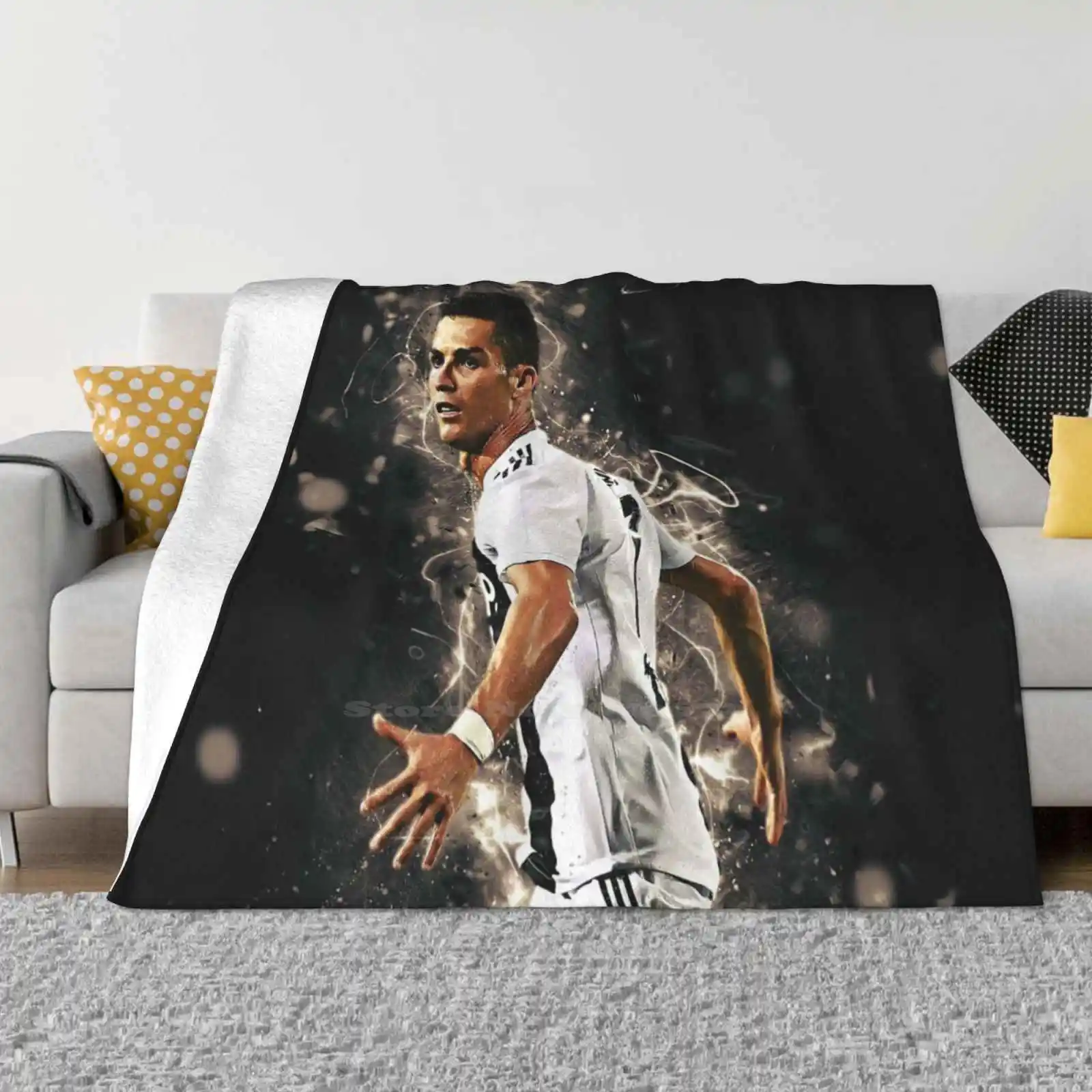 La Migliore Vendita Coperta Di Flanella Per Uso Domestico Christian Ronaldo Portogallo Seven Green White Eurocopa Forward Real Madrid Pogba