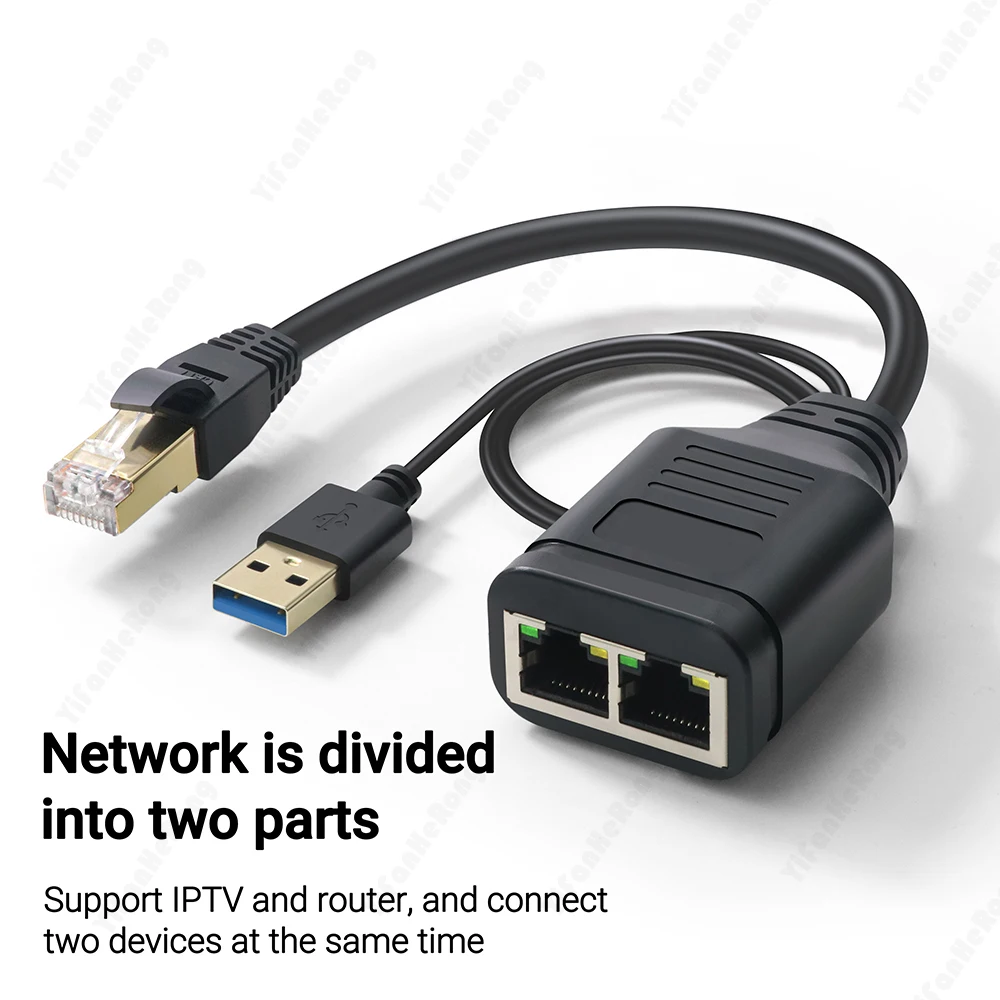 2 In 1 Rj45 Splitter Connettore Di Rete Extender Cavo Adattatore Online Allo Stesso Tempo Per Router Iptv Lan Ethernet Splitter