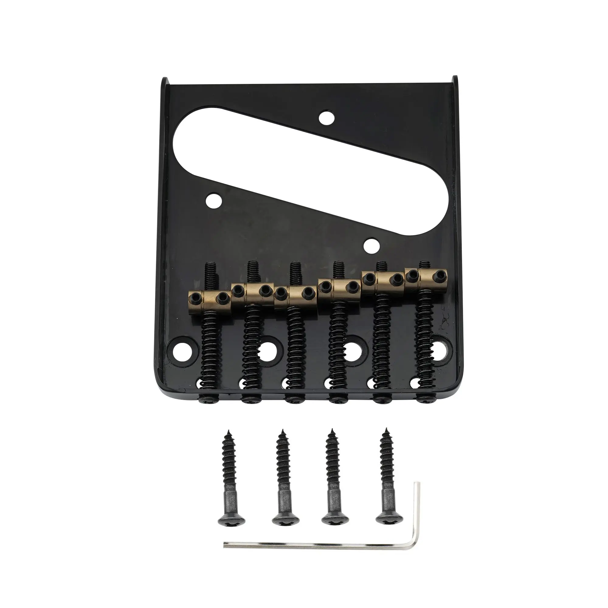 Musiclily Pro 54Mm Vintage Tele Bridge Con Canna In Ottone 6-Sella Per Chitarra Elettrica Squier E Import Stile Telecaster, Nero