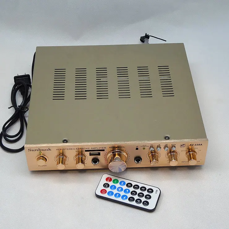 220 V Av-338A 200 W + 200 W C5198 Tubo Di Alimentazione 5 Canali Amplificatore Famiglia Karaoke Ok Amplificatore Digitale Usb Amplificatore Audio Con 