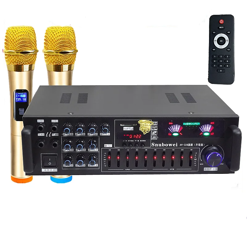 Av-326 Bluetooth 850W 5 Canali Ktv Karaoke Home Audio Echo Mixing Amplifier Tone Tuner Con Display A Led Graphic Eq Equcizer