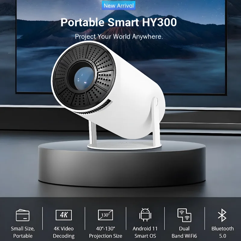 Hy300 Pro Proiettore Portatile Quad Core Android 11 Dual Wifi 4K Video Beamer Proiettore Home Theater Proiettori 4K Proiettore 3D