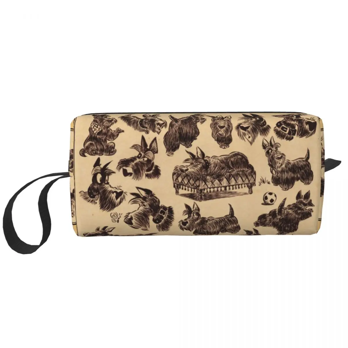 Vintage Scottie Dog Cosmetic Bag Donna Cute Big Capacity Scottish Terrier Makeup Case Beauty Storage Borse Da Toilette
