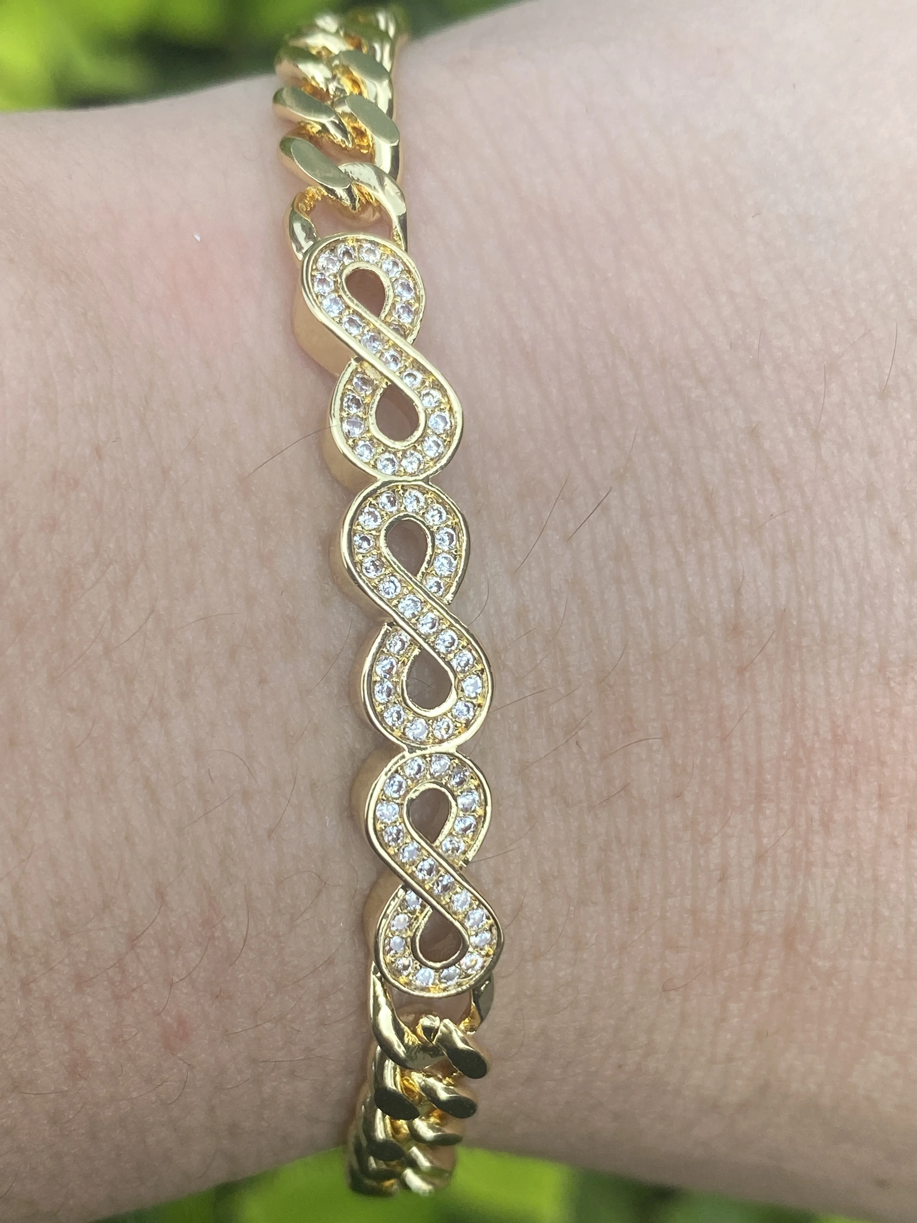 6Mm Iced Out Cuban Link Chain Hip Hop 18K Placcato Oro Cubic Zirconia Infinity Bracciale Per Le Donne Miami Rapper Jewelry Gift