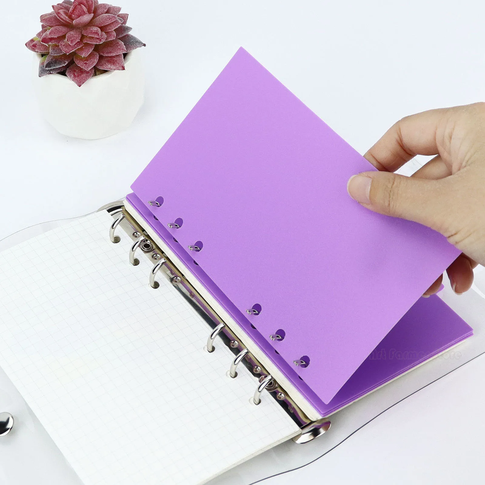 6Pcs A6 Transparen Pink Purple Binder Tasche Raccoglitore Cartelle Per Notebook Divisore Pagina Impermeabile Pvc Leaf Document Liming Bag