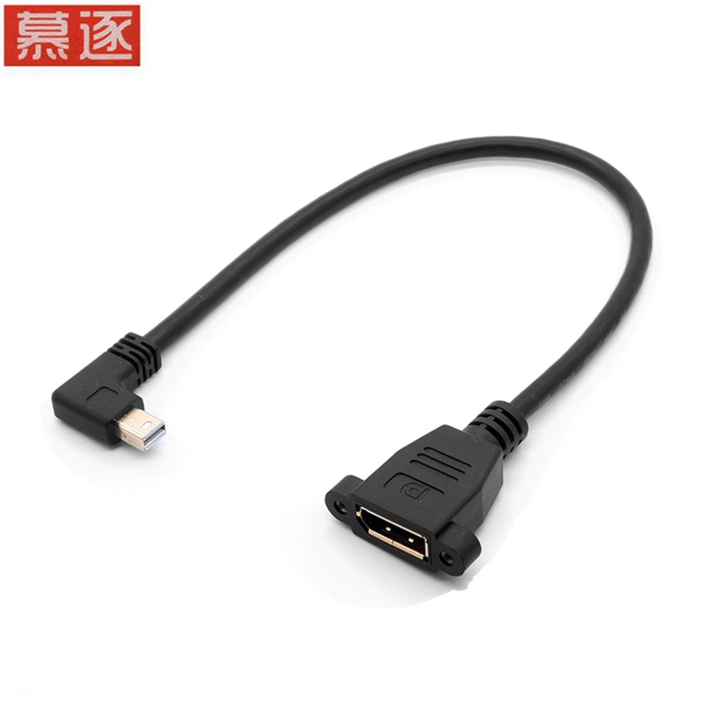 Cable Mini Displayport Right Angle To Displayport Adapter In Black - 4K Resolution Ready - Thunderbolt And Thunderbolt 2