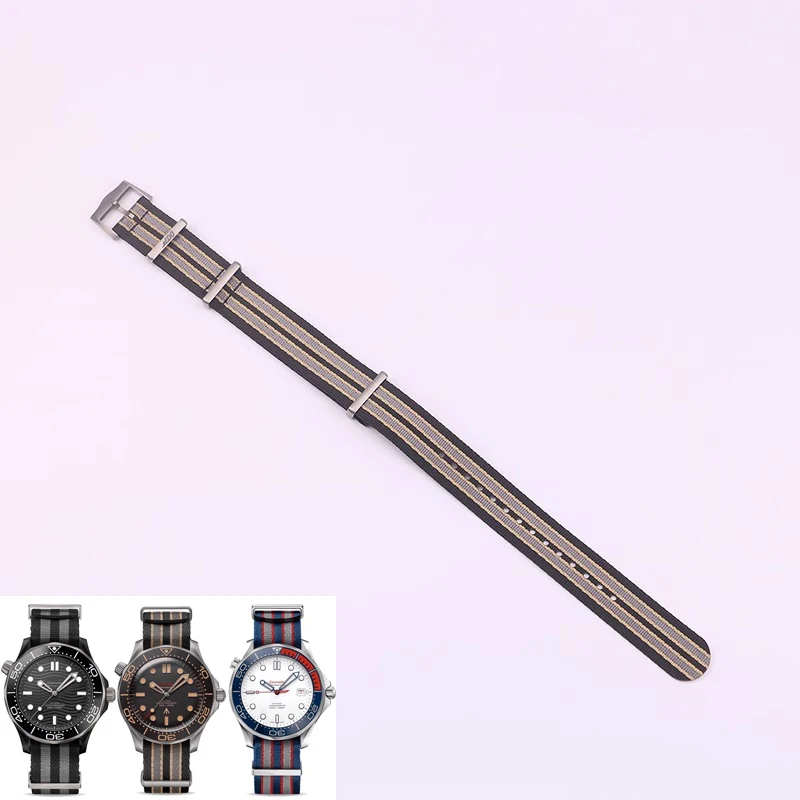 Xianershang Luxury 20Mm Canvas Watch Band O-Mega Seamaster 007 Cinturino In Stile Originale Cinturini Con Fibbia Ad Ardiglione In Titanio Accessori Pe