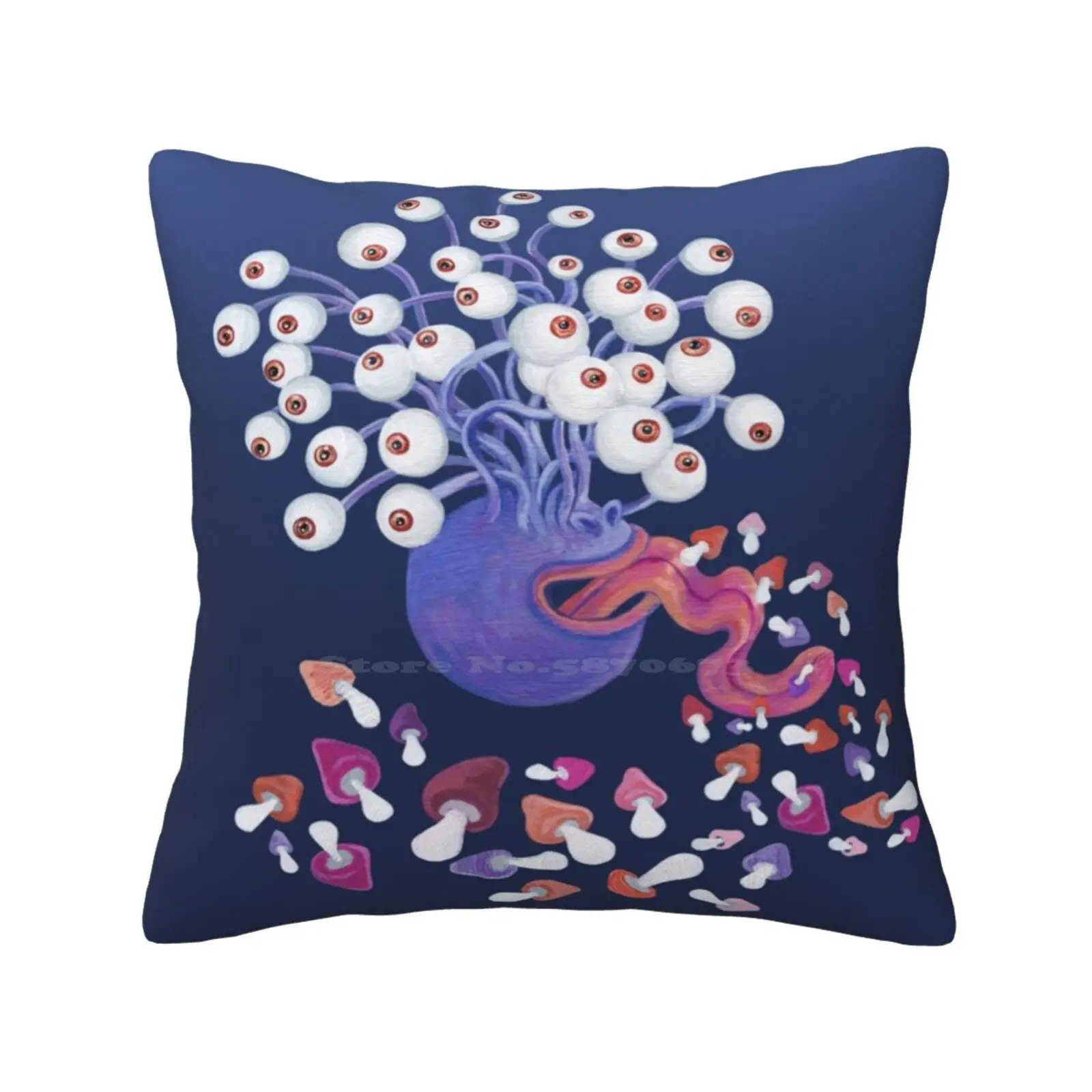Monster Mushroom Funny Cute Decor Square Federa Mushroom Monster Magic Blue Magenta Bugaboo Alien