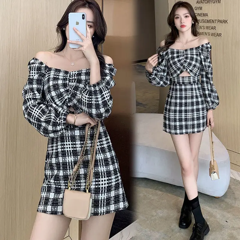 Primavera Estate Sexy Spice Girl Set Donna 2 Pezzi Chequer Skirt Outfit Due Pezzi Moda Mezza Gonna Abito Da Donna