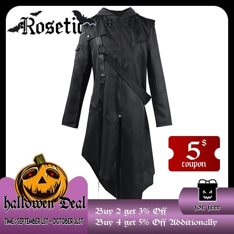 Retro Meedieval Goth Men Irregular Coat Long Sleeve Solid Color Zipper Stand Collar Gothic Style Men Coat For Spring 2023