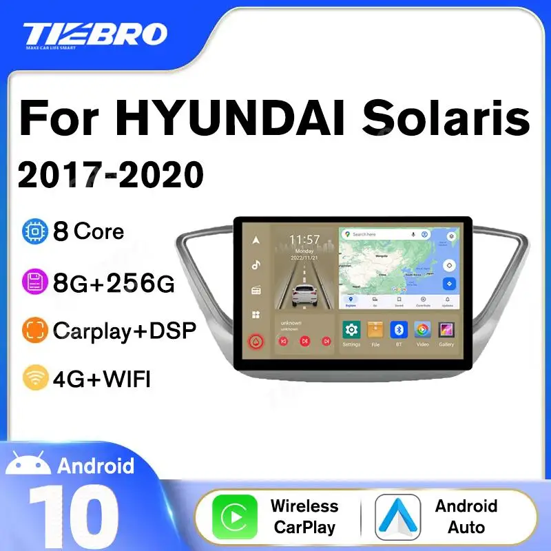 Tiebro 13 Pollici Carplay 1920*1200P Autoradio Per Hyundai Solaris 2 Verna Accent Silver 2017-2020 Autoradio Audio Multimedia Player