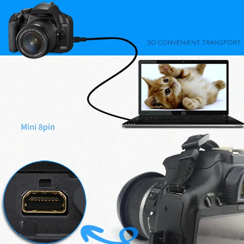 Cavo Di Sincronizzazione Dati Per Pc Usb A 8Pin Per Fotocamera Panasonic Lumix Muslimex Panasonic Lumix Dmc-Gx1, Dmc-Gx7, Dmc-L10,