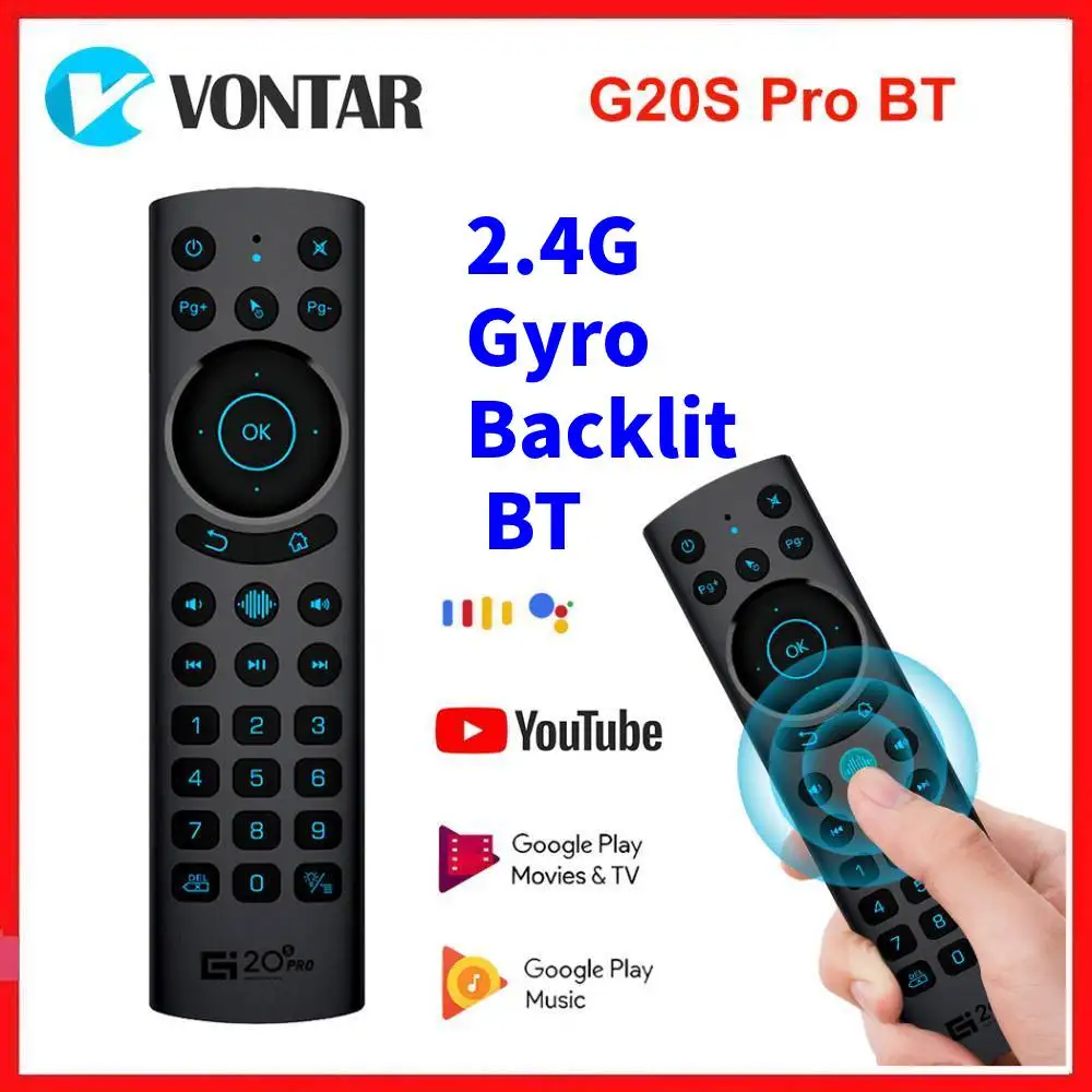 2.4G Wireless Voice Remote Retroilluminato Bt Air Mouse G20S Pro Bt Giroscopio Ir Learning Remote Control Per Android 11.0 10.0 9 Tv Box