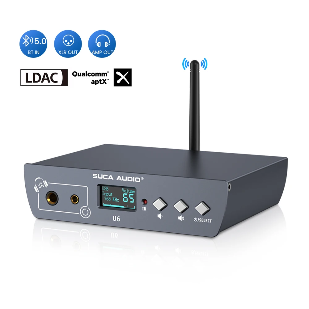 Suca Audio U6 Decoder Es9038Q2M Csr 8675 Decoder Bluetooth Xmos Fibra Coassiale Xlr Apt-X Lcad Decoder Amplificatore Per Cuffie