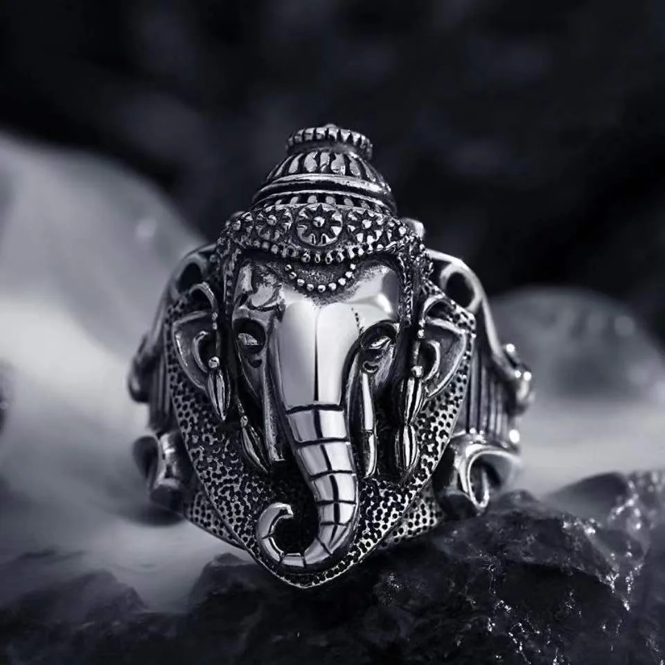 Nuova Rete Red Tide Flow Wide Face Fighter Weather Nose Elephant Ring Anello Da Uomo Personalizzato Fashion Trend Open Index Finger Ring