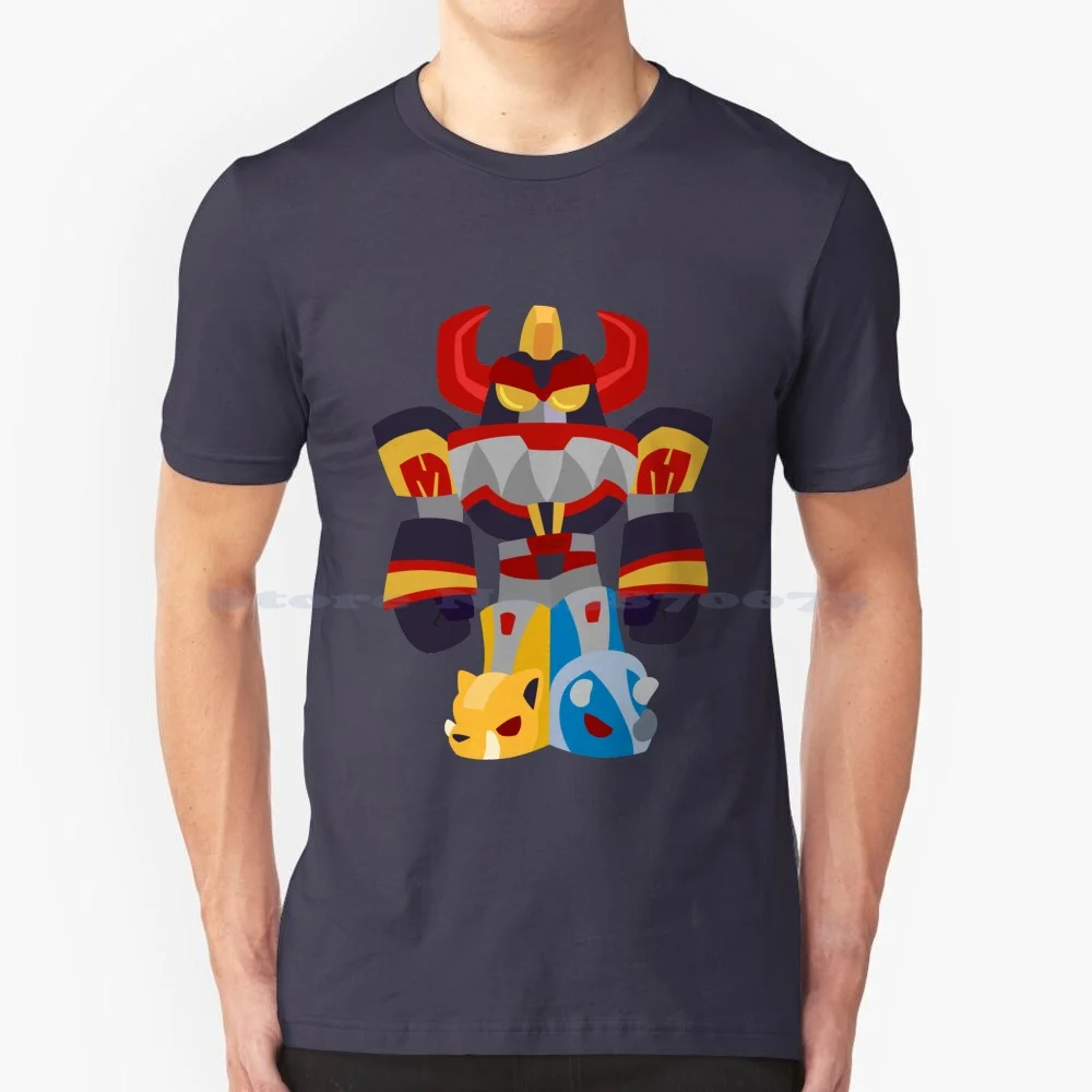 Maglietta Megazord 100% Cotone Tee Megazord Mecha Kawaii Cute Anime Manga Red Ranger Blue Ranger Black Ranger Yellow Ranger Pink